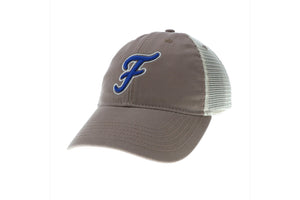 gray fairhope "f" baseball cap hat