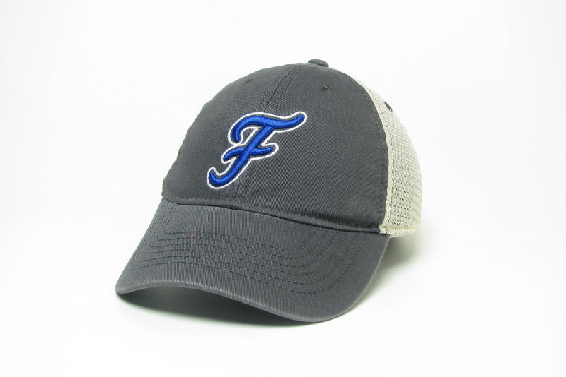 gray fairhope "f" baseball cap hat