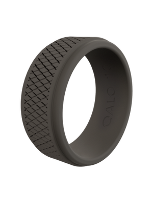 Qalo Stamdard Men's Dark Grey Crosshatch Silicone Ring